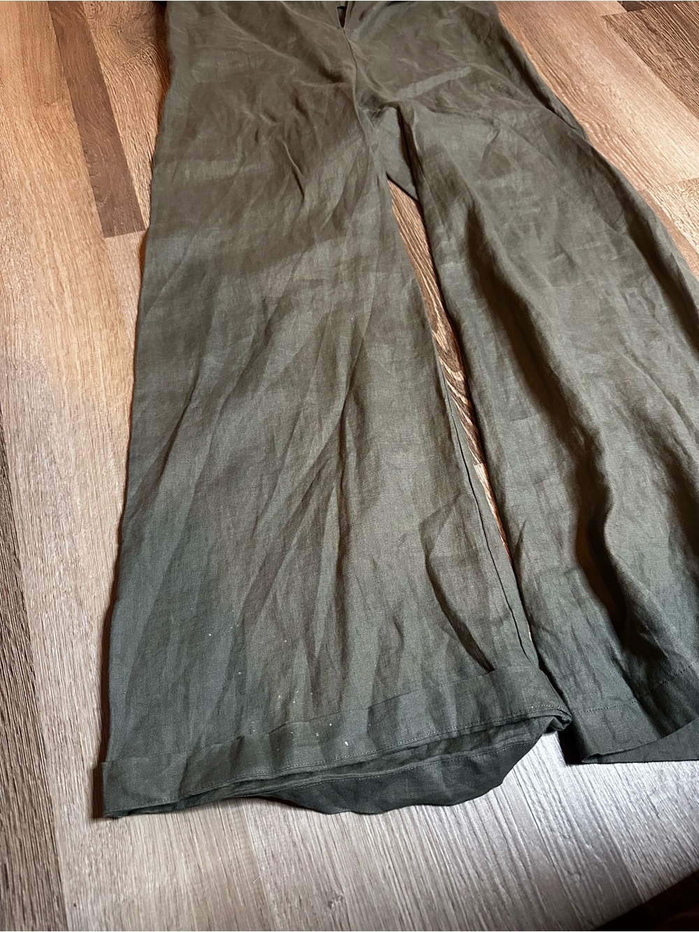 Zara Olive Green Halter Linen Jumpsuit - Picture 2 of 6